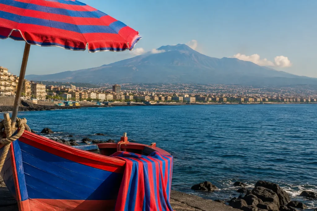 Ferragosto rossazzurro con vista sull'Etna e i colori dei tifosi del Catania
