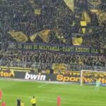 Striscione Borussia Dortmund per i 35 anni degli Irriducibili Catania